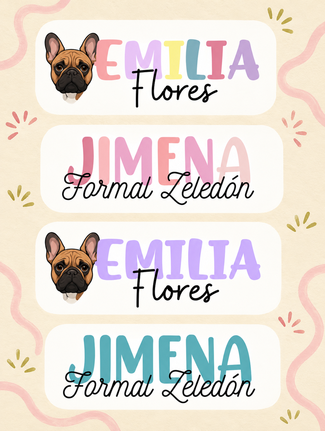Etiquetas escolares personalizadas — Paquete de 66