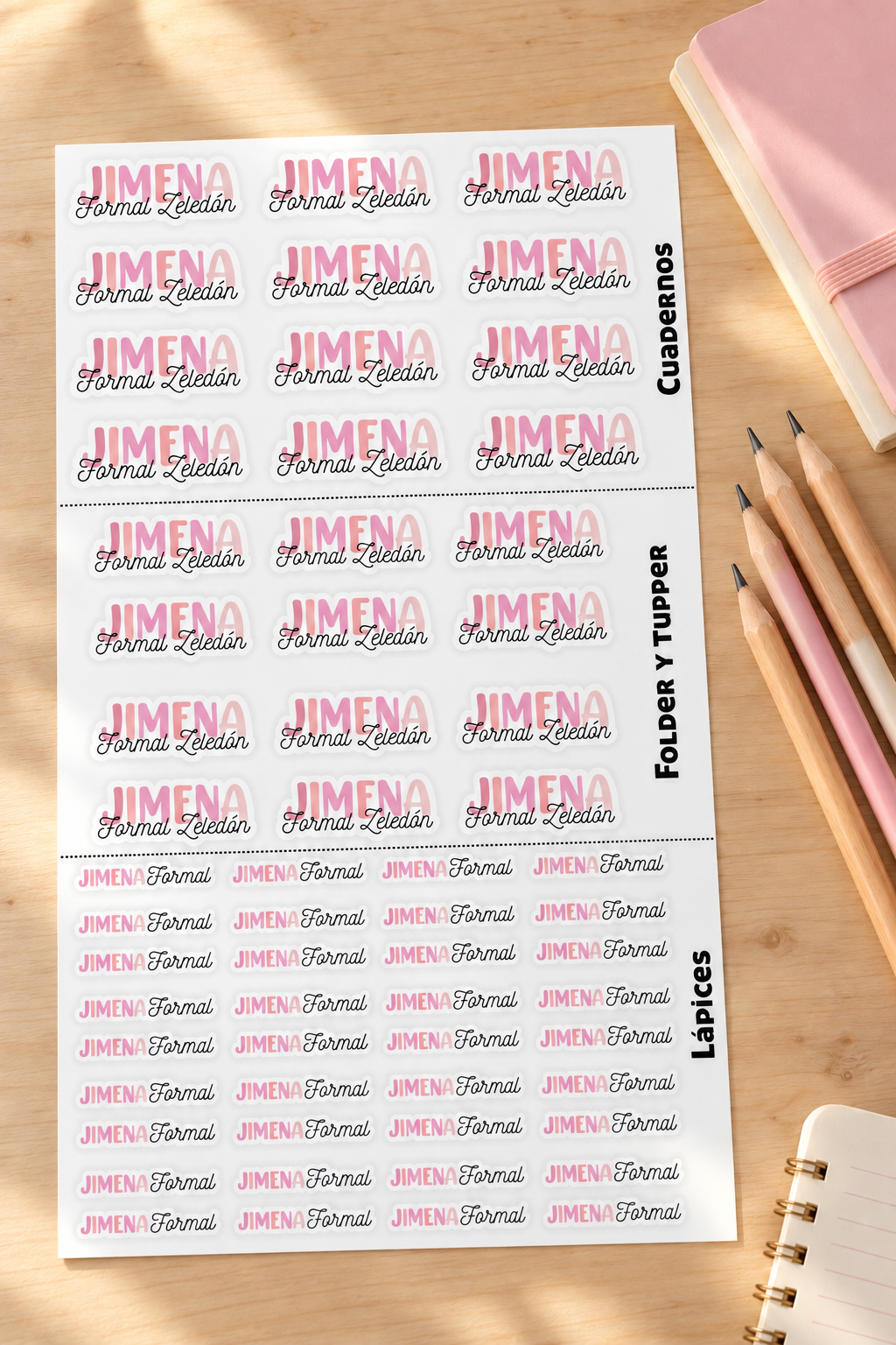 Etiquetas escolares personalizadas — Paquete de 66