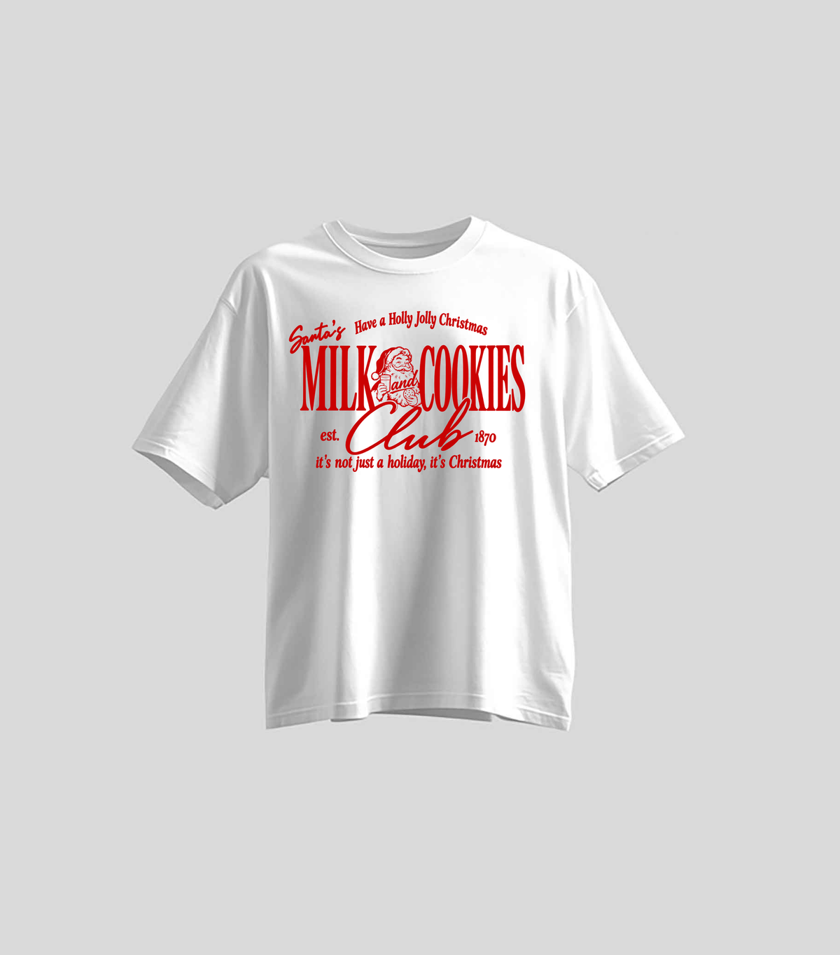 Meltdowns Club — Oversize blanca con estampado navideño