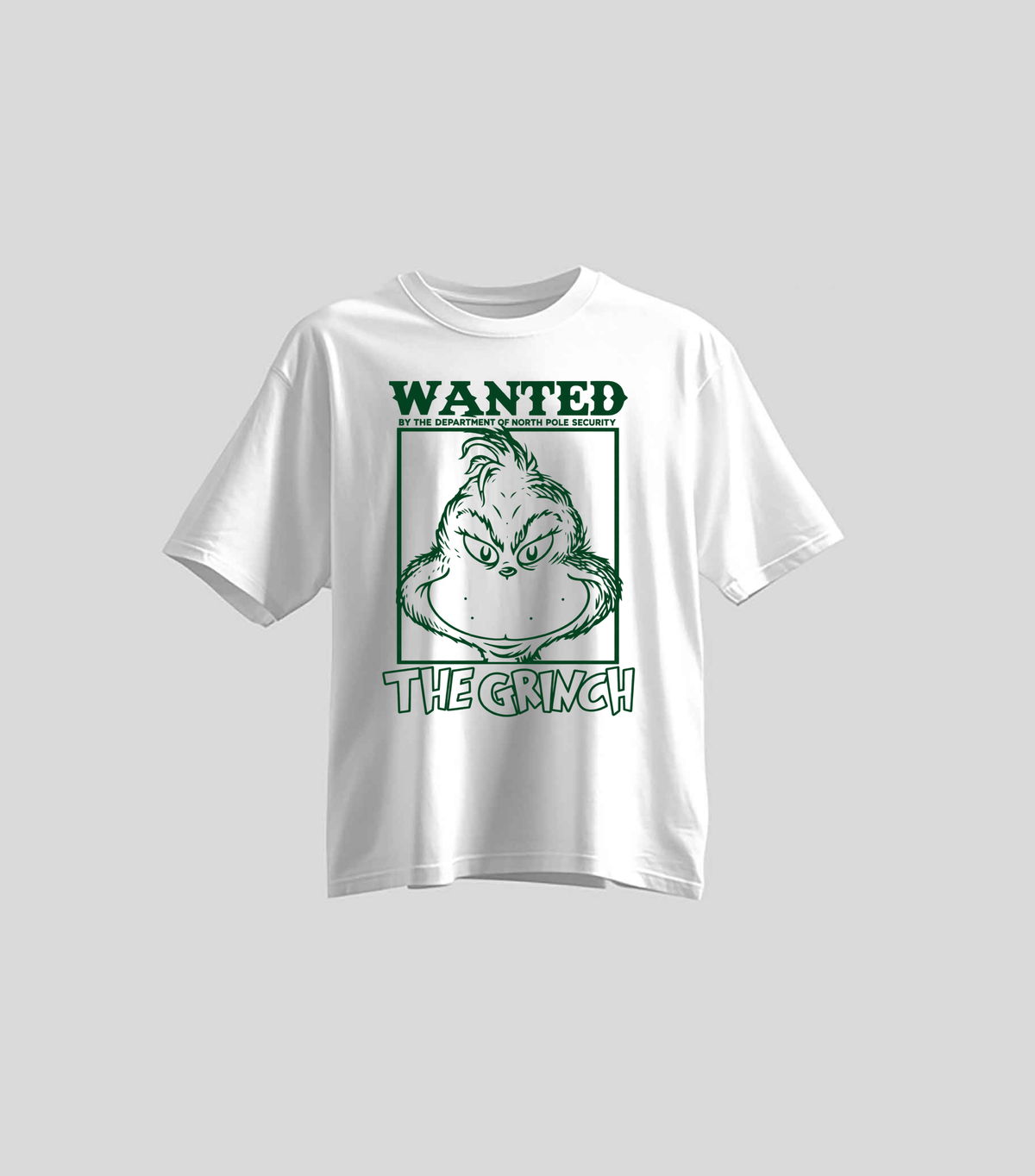Wanted The Grinch — Oversize blanca con estampado navideño
